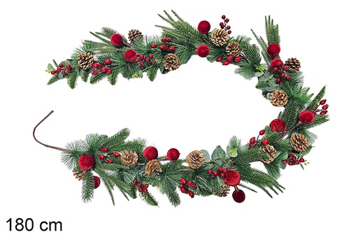 [123861] Green/red Christmas branch 180 cm