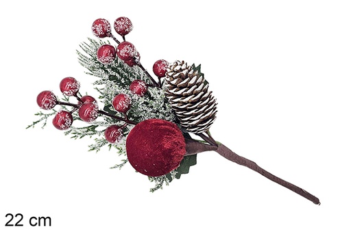 [123864] Branche de Noël enneigée 22 cm