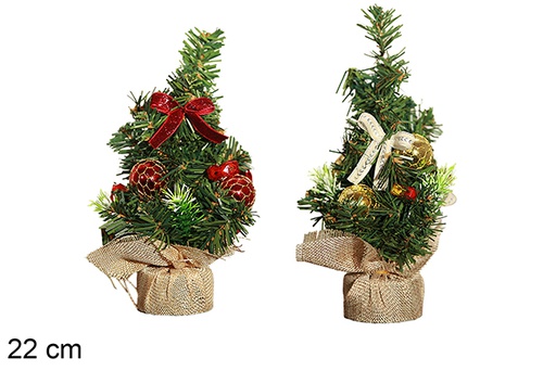 [123871] Christmas tree with linen base, 22 cm
