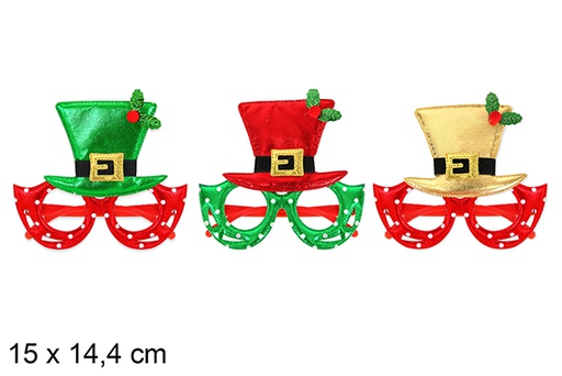 [123881] Assorted Christmas hat glasses 15x14.4 cm