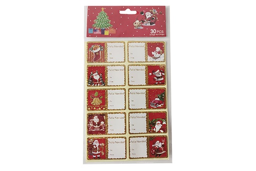 [123882] Set di 30 etichette regalo natalizie assortite