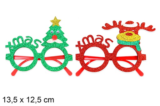[123885] Assorted Christmas decorated glasses 13.5x12.5 cm