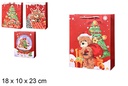 Bolsa regalo Navidad roja decorada 18x10x23 cm (S)