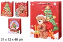 Bolsa regalo Navidad roja decorada 31x12x40 cm (L)