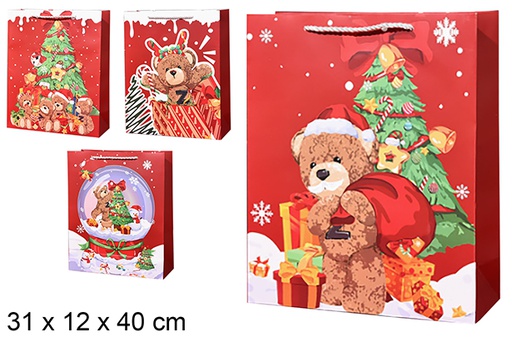 [123902] Bolsa regalo Navidad roja decorada 31x12x40 cm (L)