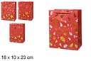 Bolsa regalo Navidad roja decoración dorada 18x10x23 cm (S)