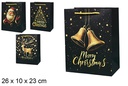 Bolsa regalo Navidad negra decorada 26x10x32 cm (M)