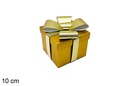 Caja regalo Navidad oro con lazo 10 cm