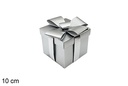 Caja regalo Navidad plata con lazo 10 cm