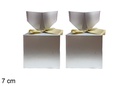 Set 2 cajas plata Navidad 7cm
