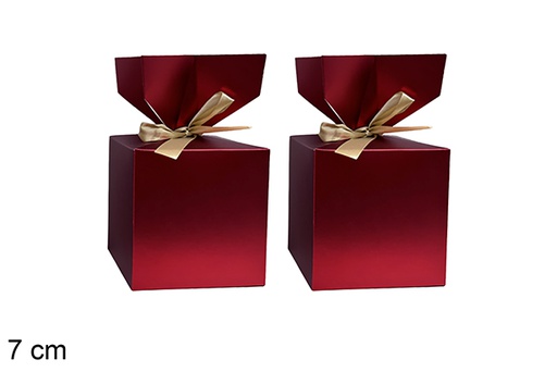 [123930] Lot de 2 boîtes de Noël rouges, 7 cm