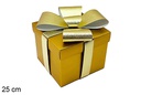 Caja regalo Navidad oro con lazo 25 cm