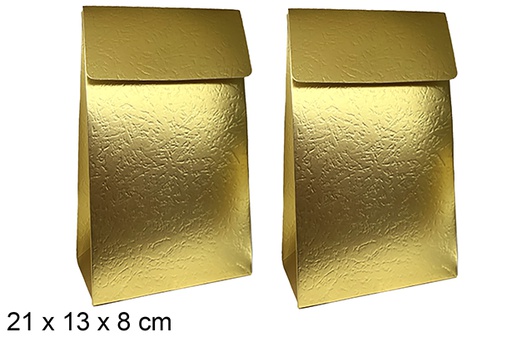 [123933] Lot de 2 sacs cadeaux de Noël dorés 21x13x8 cm