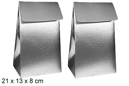 [123935] Lot de 2 sacs cadeaux de Noël argentés 21x13x8 cm