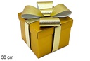 Caja regalo Navidad oro con lazo 30 cm