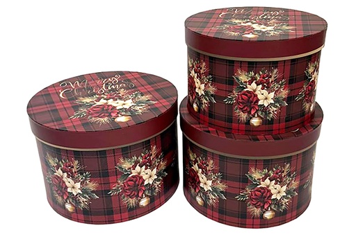 [123967] Pack 3 boîtes en carton de Noël décorées 24.7x17 cm