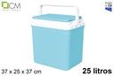 Nevera azul turquesa tapa plana 25 l.