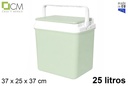 Nevera verde pastel tapa plana 25 l.