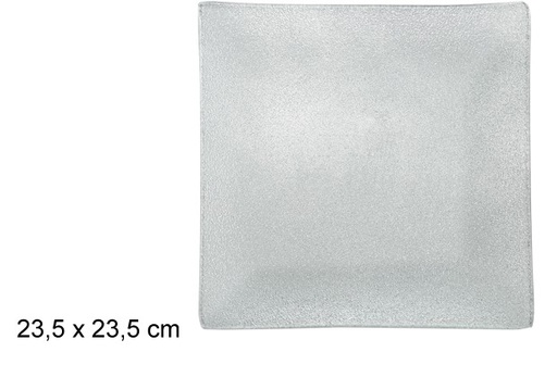 [100772] Bandeja vidrio cuadrada Navidad plata 23,5 cm