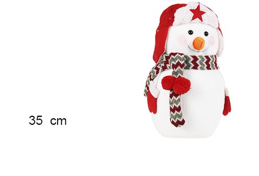[101031] Peluche muñeco de nieve gorro rojo 35cm