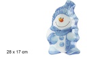 Bandeja cristal forma muñeco de nieve azul Navidad 28x17 cm