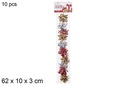 Pack 10 lazos regalo Navidad oro/rojo/plata 62x10 cm
