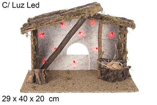 [102250] Cabane vide avec 10 LED à piles 29x40 cm