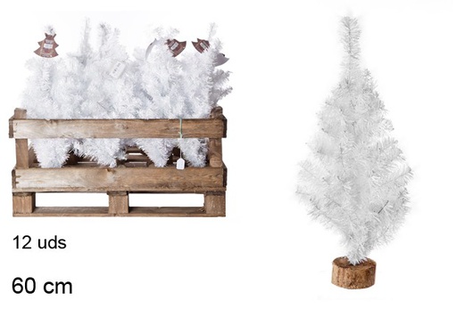 [102301] White PVC  tree in wooden crate 60 cm 