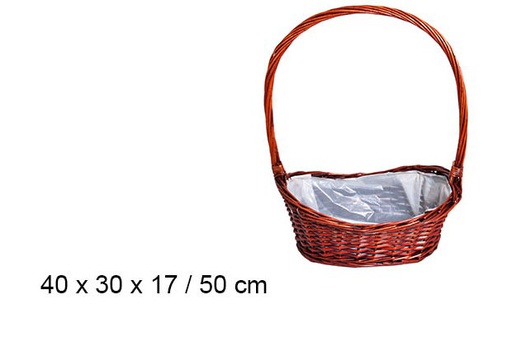 [103260] Mahogany lined wicker basket 50 cm  