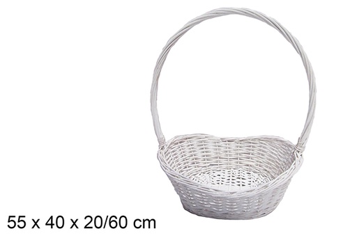 [103268] White wicker Christmas basket 55x40 cm