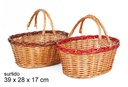 Cesta mimbre 2 asas color surtido 39x28 cm