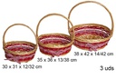 Pack 3 cestas redondas miel Navidad con lazo