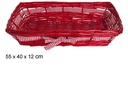 Cesta rectangular roja con lazo 55x40 cm