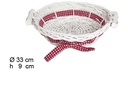 Cesta redonda blanca Navidad con lazo 33x9 cm