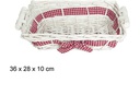 Cesta rectangular blanca con lazo rojo 36x38x10 cm