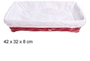 Cesta rectangular roja forrada Navidad 42x32 cm