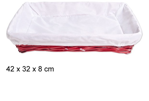 [103302] Cesta rectangular roja forrada Navidad 42x32 cm