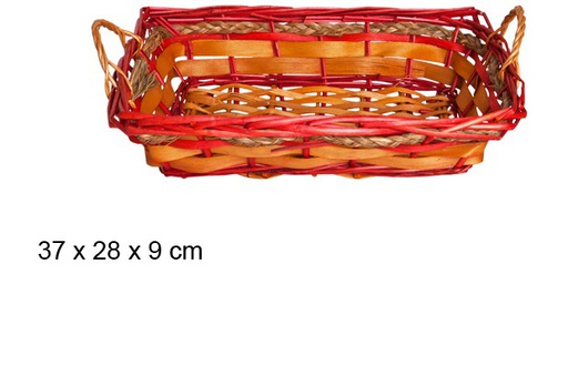 [103319] Rectangular Christmas colored basket 37x28 cm 