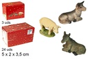 Pack 3 animales: cerdo, vaca, burro 5 cm