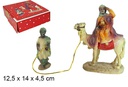 Figura resina Belén Baltasar con camello y paje resina 12,5 cm