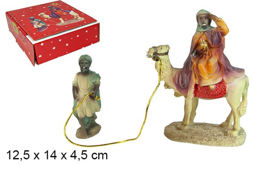 [103396] Figura resina Presépio de Baltasar com camelo e resina página 12,5 cm