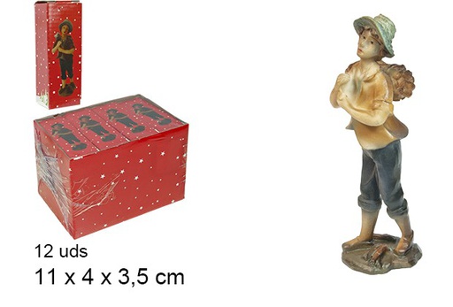[103402] Resin shepherd with firewood and ax 11 cm 