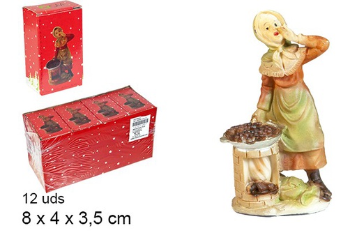 [103431] Resin shepherdess with chestnuts 8cm 