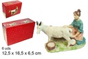 Resin shepherdess milking goat large 12,5 cm