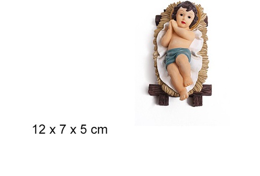 [103454] Resin baby jesus in cradle 12 cm  