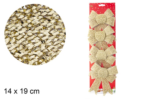 [103542] Pack 4 fiocchi natalizi dorati 14x19 cm