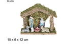 Nacimiento 6 piezas pesebre madera 15x6x12 cm
