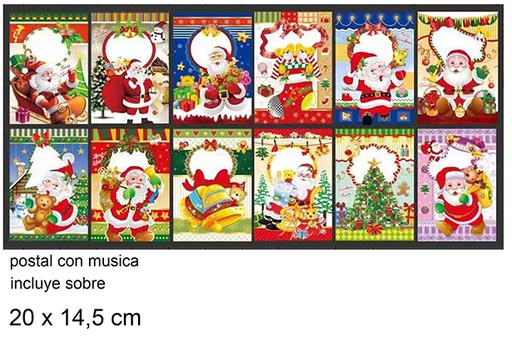 [103666] Cartão postal de natal com música 20x14.5cm