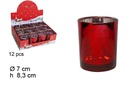 Portavelas roja decorado Navidad 7 cm