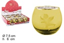 Portavelas cristal oro ángel 7,5 cm